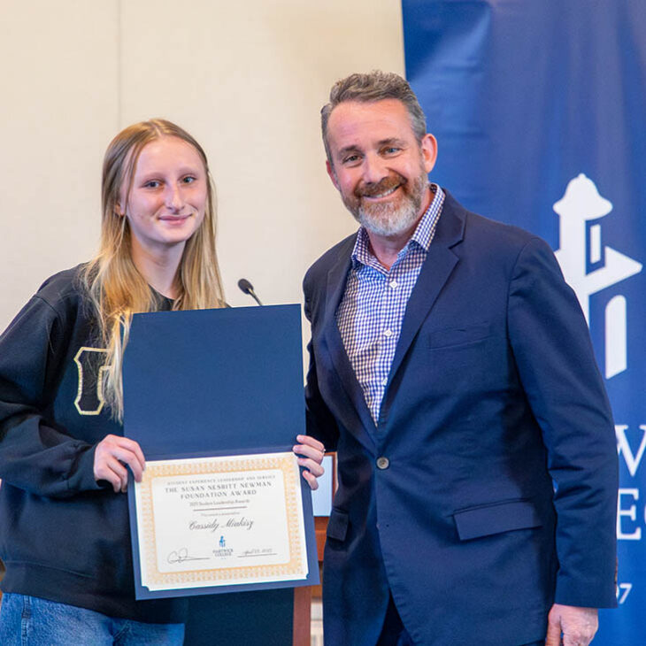 Hartwick College student leader with Dean Dresher