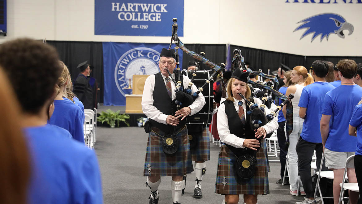 Pipe and Drum Band playing at Hartwick College Opening Convocation Ceremony
