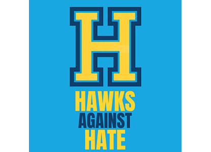 Hawks Against Hate Yellow H logo on blue