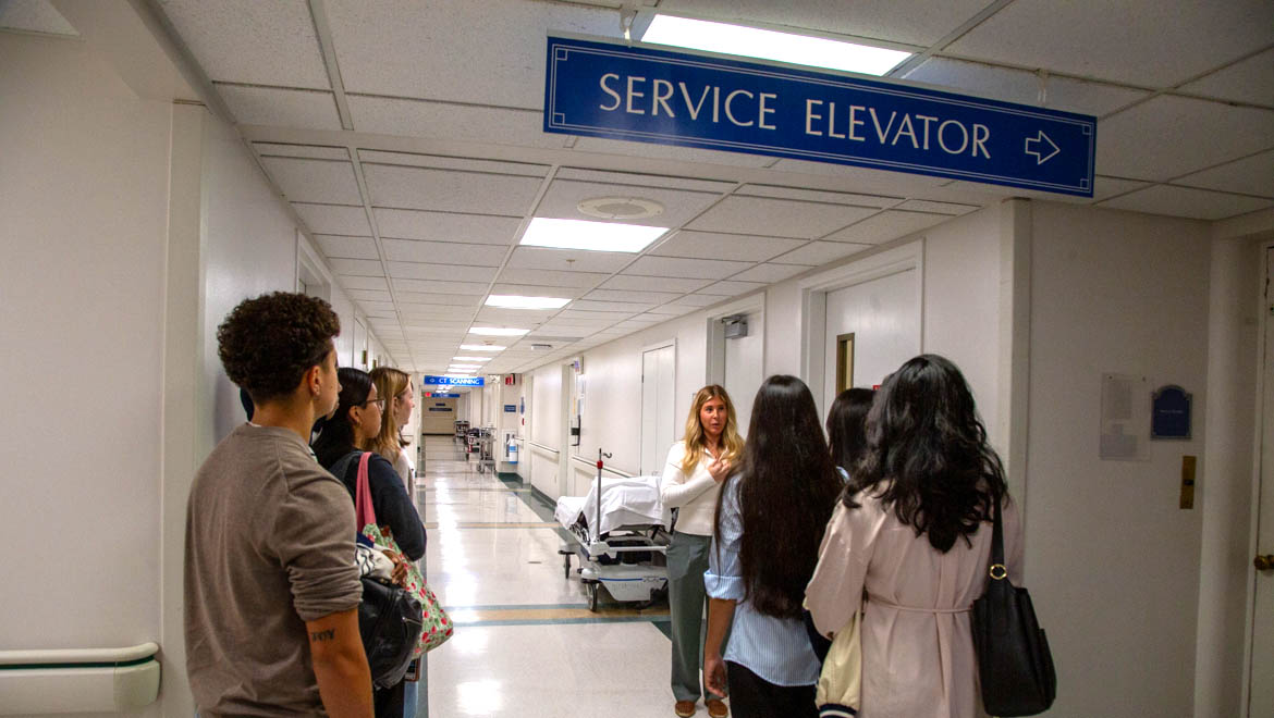 Hartwick College students on tour of Bassett Medical Center, Cooperstown, NY