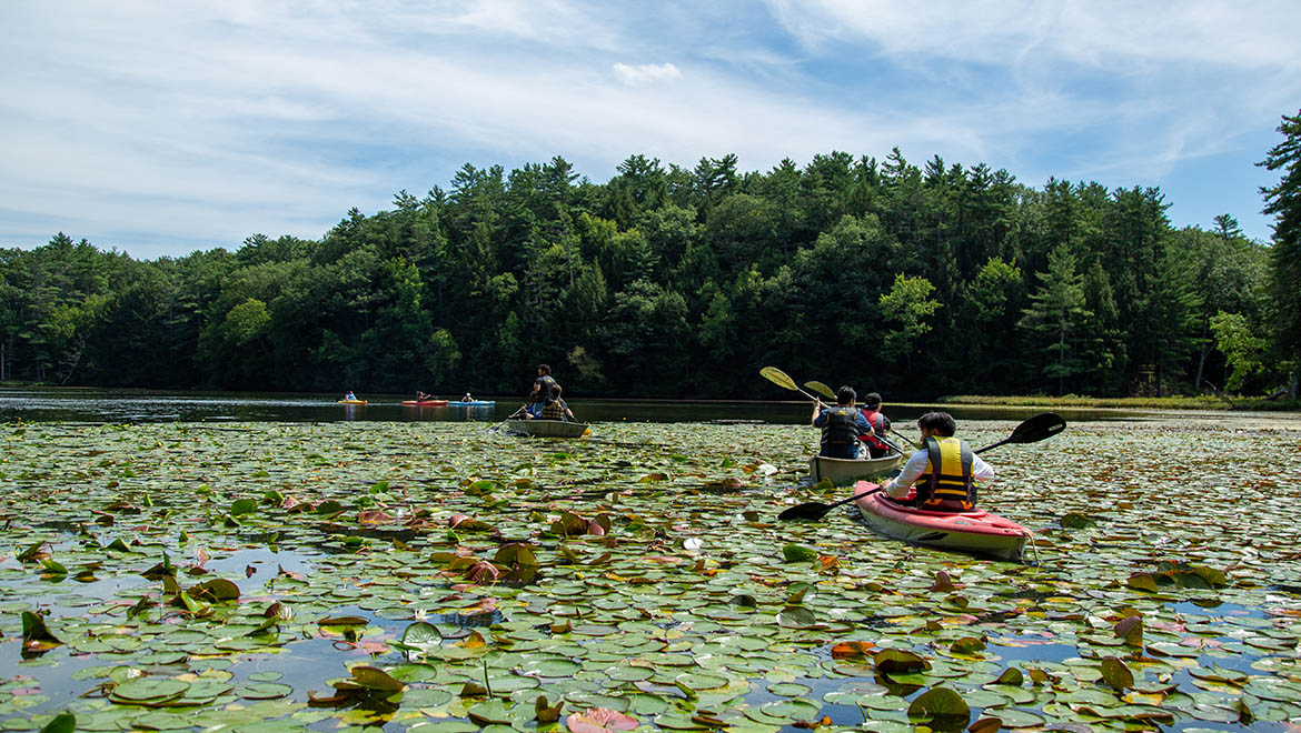 Boaters out on Pine Lake