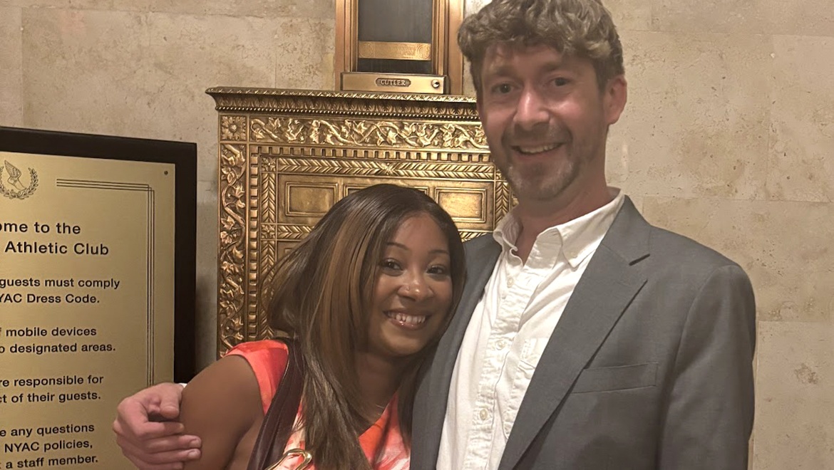  Assistant Professor Zach McKenney and Cierra Barkley ’23 during Hartwick College Institute of Public Service reception.