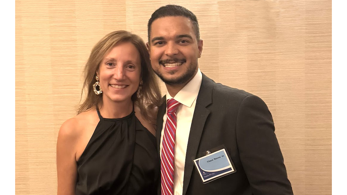 Omar Russo ’16 with Professor Laurel Elder during Hartwick College Institute of Public Service reception.