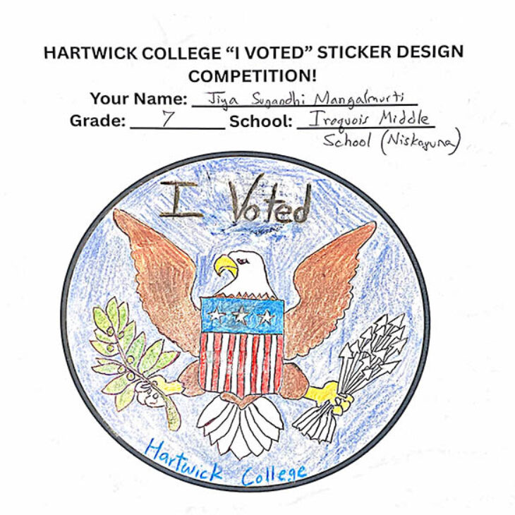 “I Voted” Sticker Design by Jiya Sugandhi Mangalmurti, Iroquois Middle School