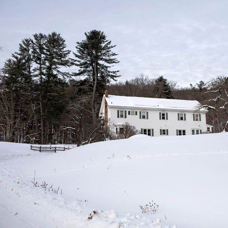 Pine Lake in Winter, view of back of Robertson Lodge