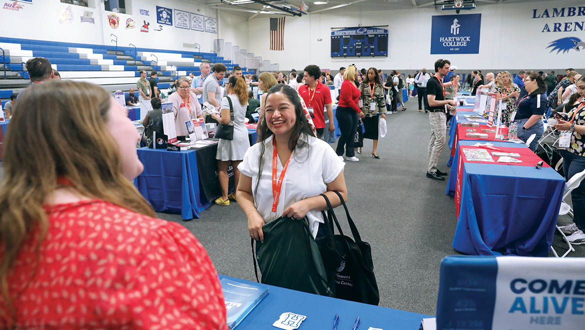 NYS Guidance Counselor in Hartwick College's Lambros Arena during NYSACAC Conference
