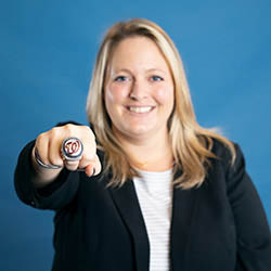 Jen Murphy Picardo ’10, an accounting manager with Major League Baseball (MLB)’s Washington Nationals with World Series Ring