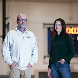 Hartwick Education Department Chair Ross Bussell and Mandy Skinner, assistant professor of education in Lambros Arena