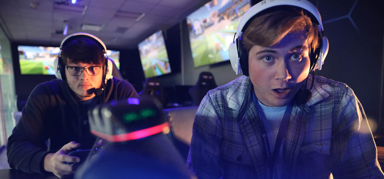 Hartwick College students during esports tournament play