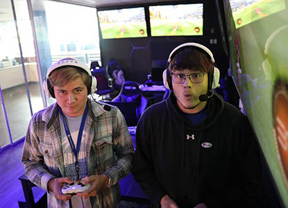 Hartwick College students during esports tournament play