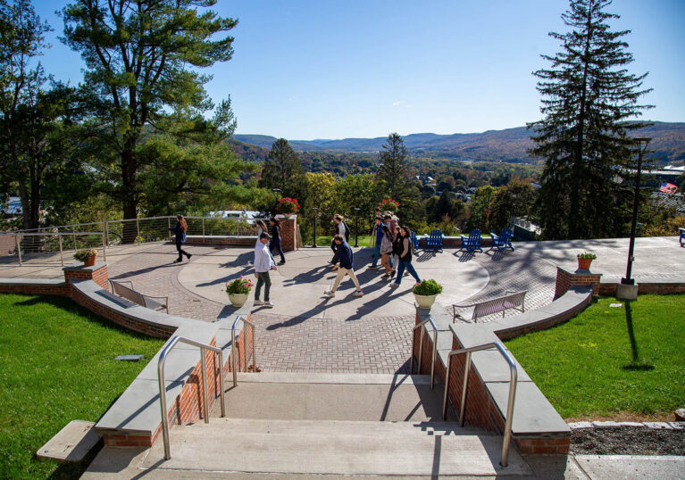 Valley view from Bresee Hall to Memorial Staircase at Hartwick College