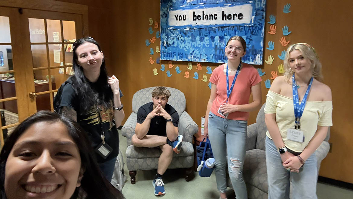 Hartwick College START students outside the Harry Bradshaw Matthews Belonging Center