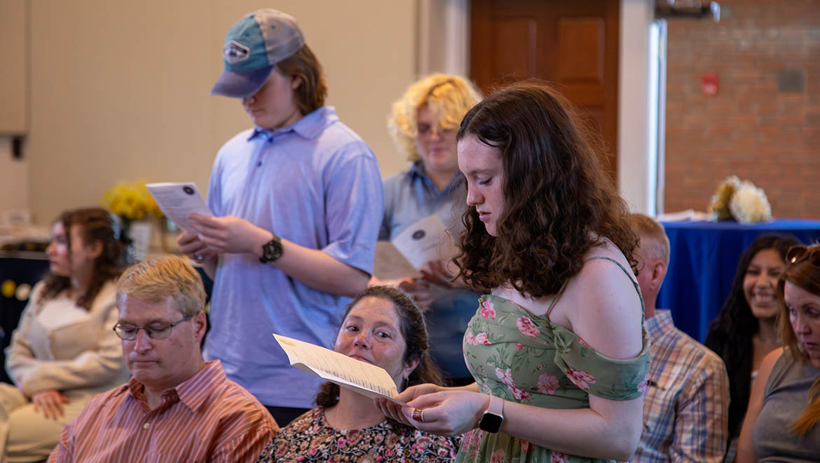 Hartwick College Eta Mu Chapter of Delta Alpha Pi academic honor society induction ceremony