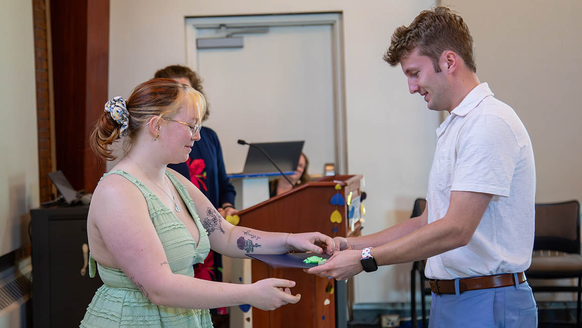 Hartwick College Eta Mu Chapter of Delta Alpha Pi academic honor society induction