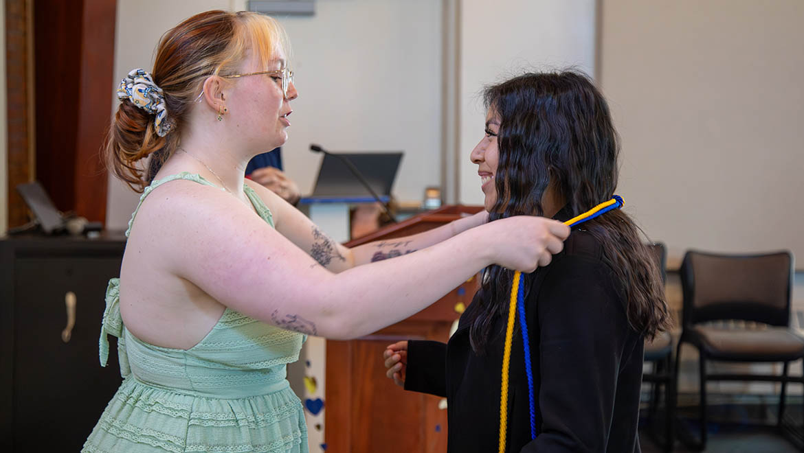 Hartwick College Eta Mu Chapter of Delta Alpha Pi academic honor society induction