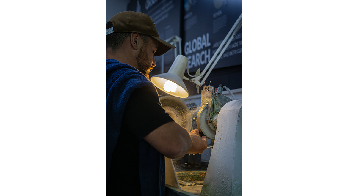 craftsman working in Mountain Jade workshop