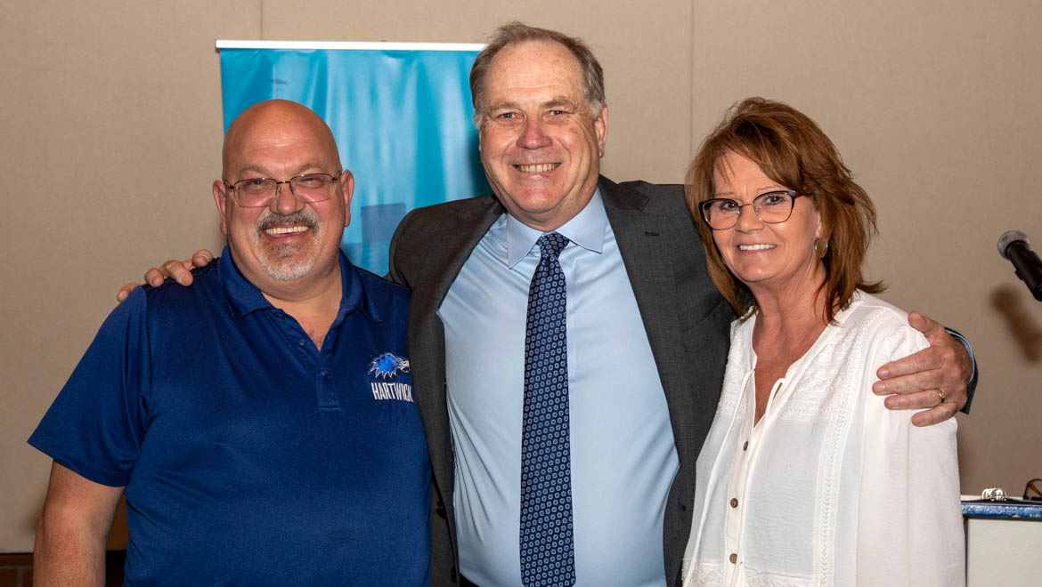 Robert Eklund Jr., Aramark Dining Services, Production Supervisor, President Mullen and Darlene Kopf, Aramark Dining Services, Catering Manager
