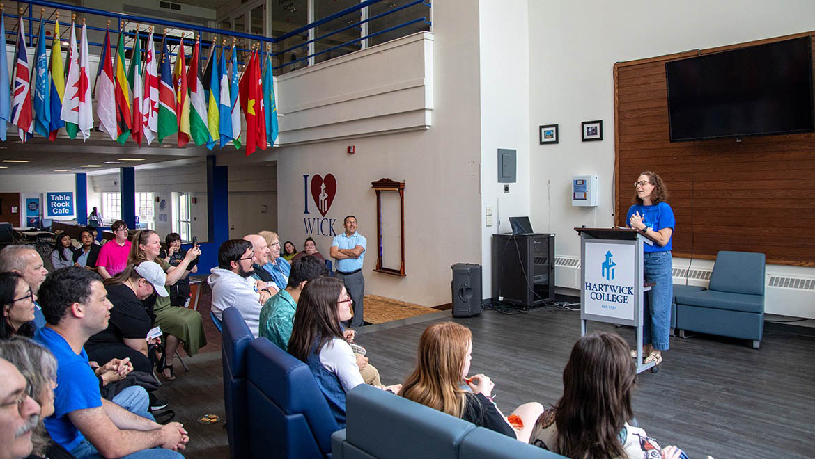 Lara Sanford speaking at EmpowerU Awards Celebration
