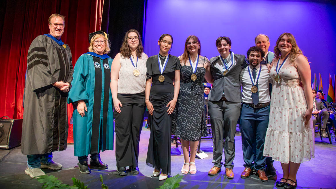 2026 John Christopher Hartwick Scholars with Professor Buthman, President-elect Bongiorno, President Mullen