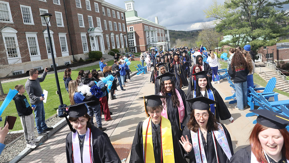 Hartwick College Seniors during Last Walk on Founders' Way before Commencement