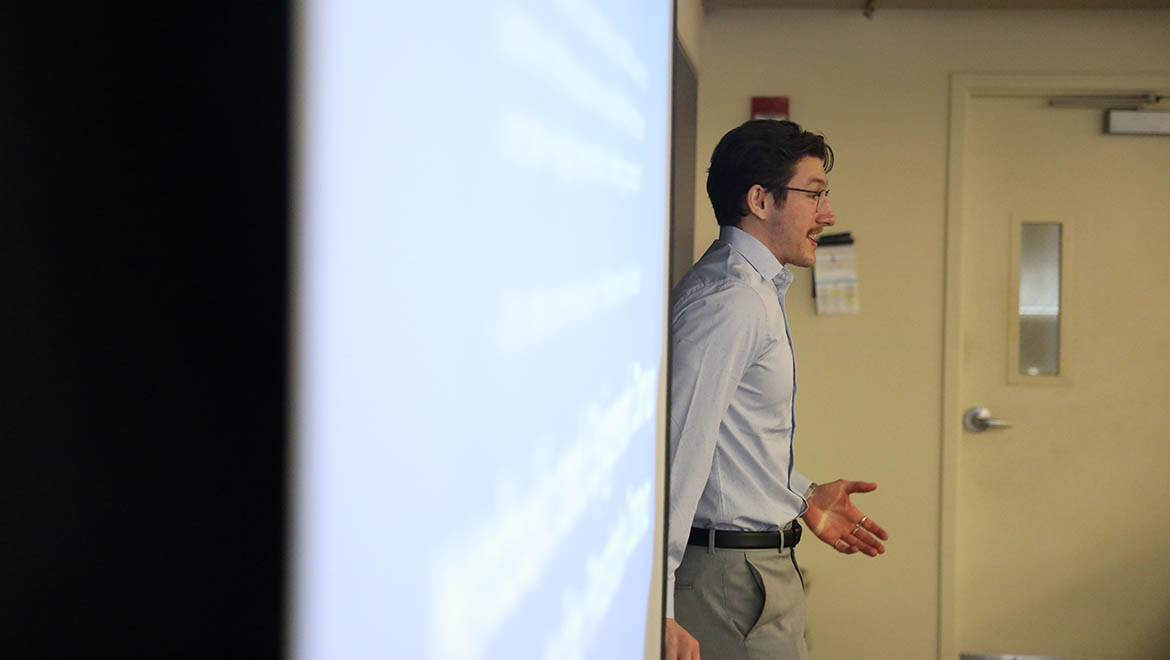 Hartwick student presenting research during Student Showcase