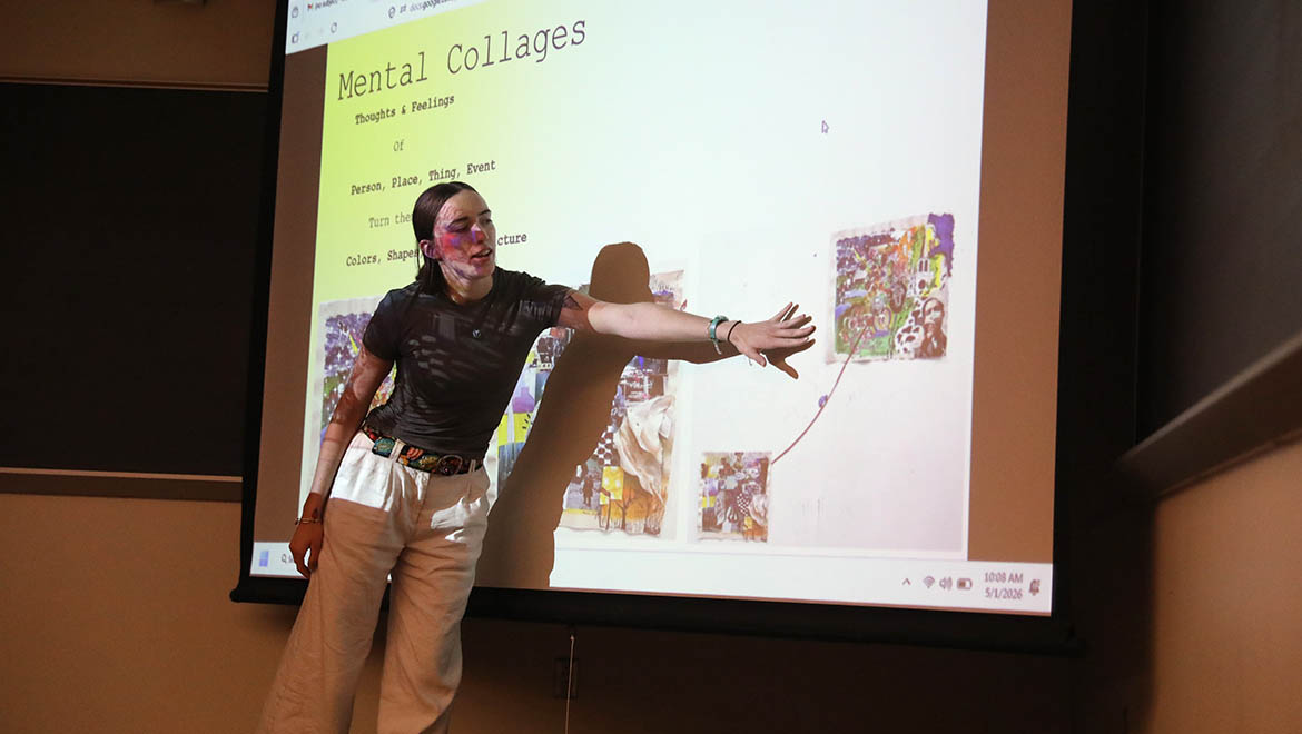 Hartwick student presenting research during Student Showcase