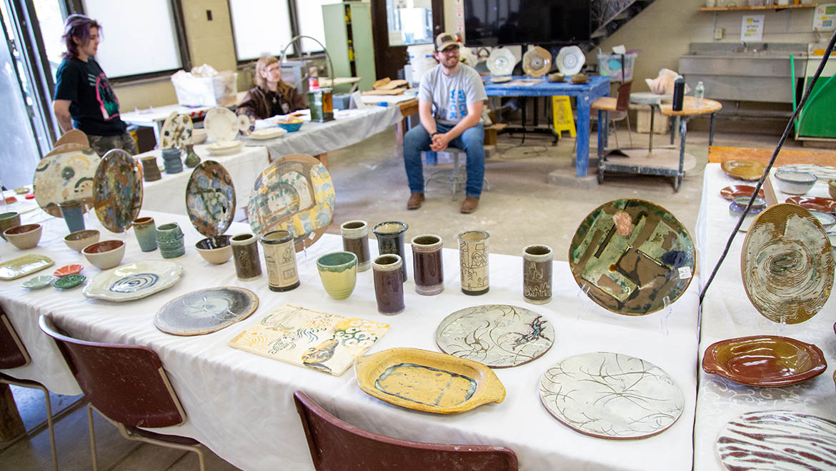 Clay Club ceramics art exhibition and sale during Student Showcase