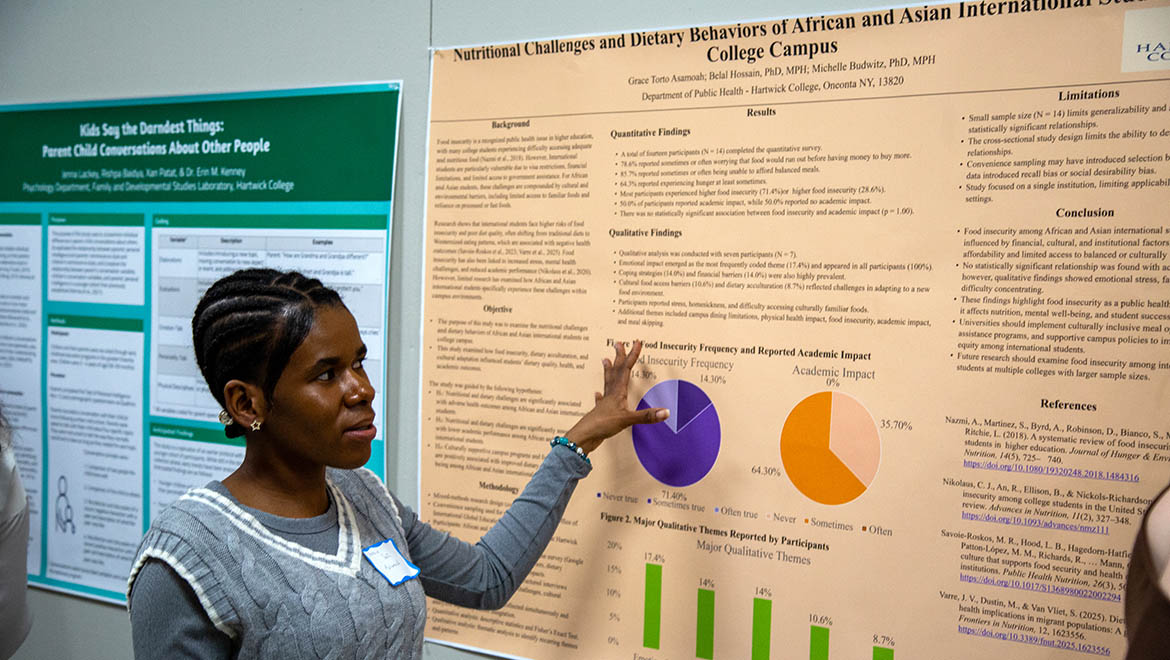 Hartwick student presenting research during Student Showcase