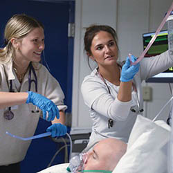 Hartwick nursing students treating emergency response drill patient