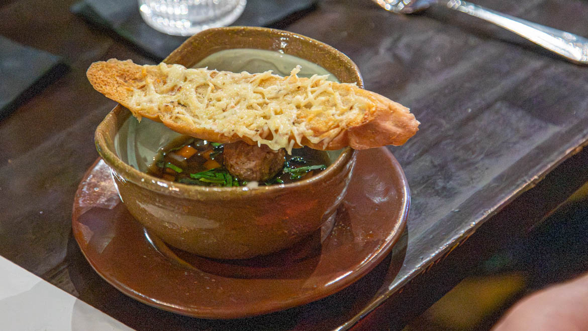 Soup served in The Dinnerware Project ceramic bowl