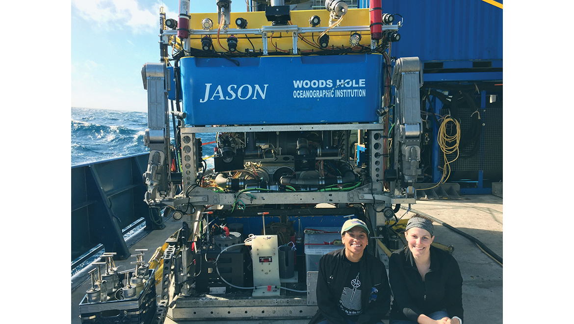 Tylisha Gourdine ’20 and Stephanie Carr '06 on board with Jason