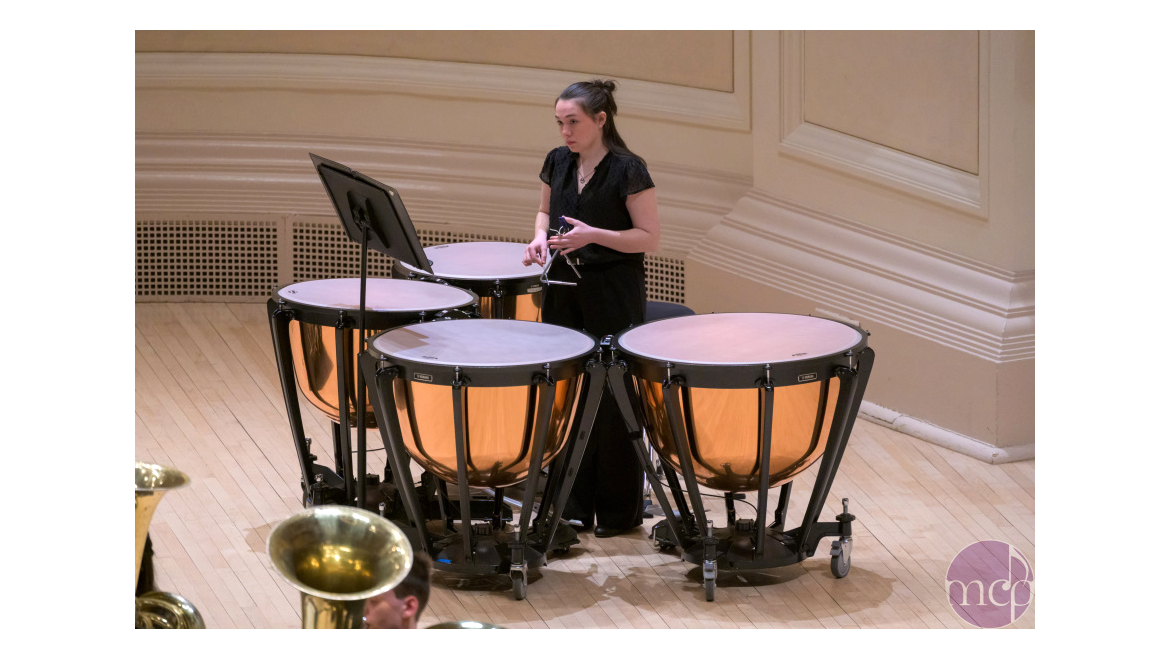 Hartwick College Wind Ensemble student on stage at Carnegie Hall
